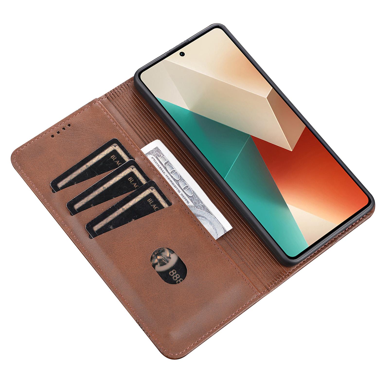 

AZNS For Xiaomi Redmi Note 13 Pro 5G/Poco X6 5G Case Leather Cowhide Texture Phone Cover Black