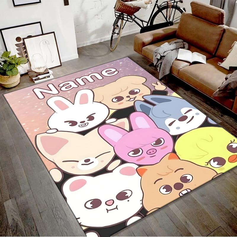 Custom Kpop Team Mat Personalized Name, Polyester Washable Indoor Entryway Rug, Gift for Christmas, Easter, Thanksgiving Day