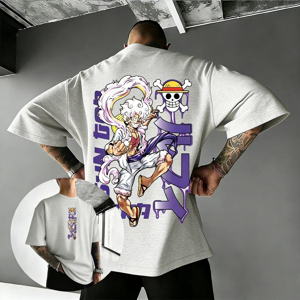 Plus Size One Piece Anime Printed Summer Men and Women Tshirt Casual Parent Child Top Fashion Y2K Harajuku Style Street Wear