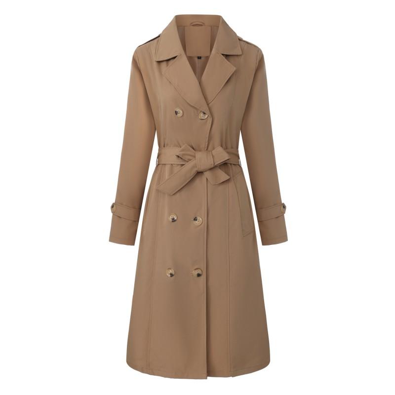 Womens Longline Trench Coat With Double