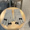 Warm Bowknot Knitted Gloves Candy Color Women Cycling Mittens Soft Winter Velvet Gloves  Ladies