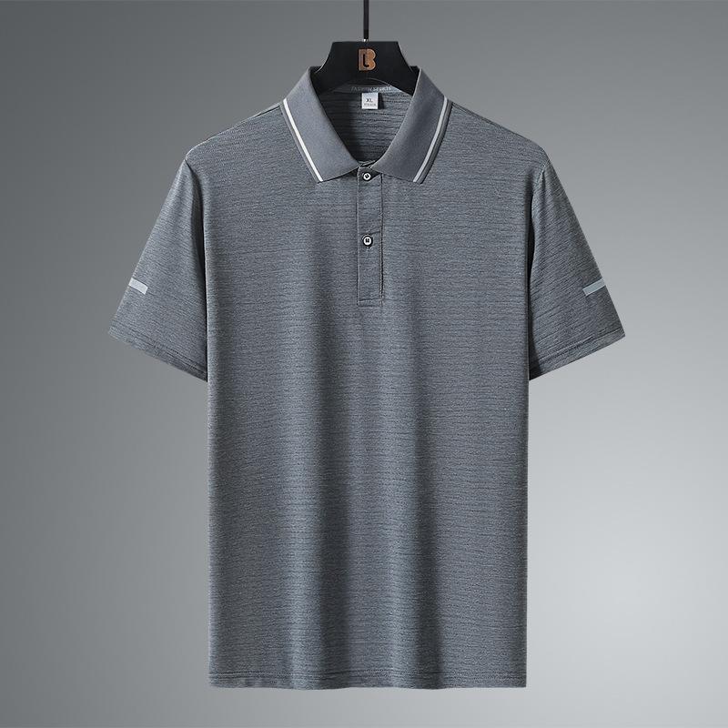 Dm Summer Ice Silk Polo Shirt Short Sleeved Business Polo T-shirt Men's Quick Drying Thin Half Sleeved Top T-shirt