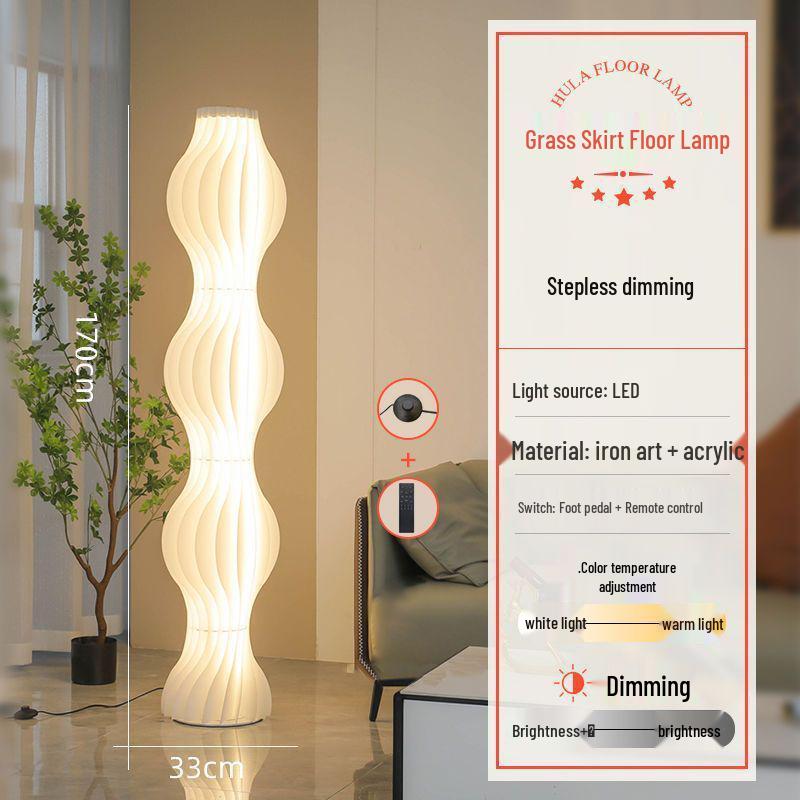 Nordic Cream Grass Skirt Floor Lamp for Bedroom & Living Room - High-End INS Style Atmosphere Decor.
