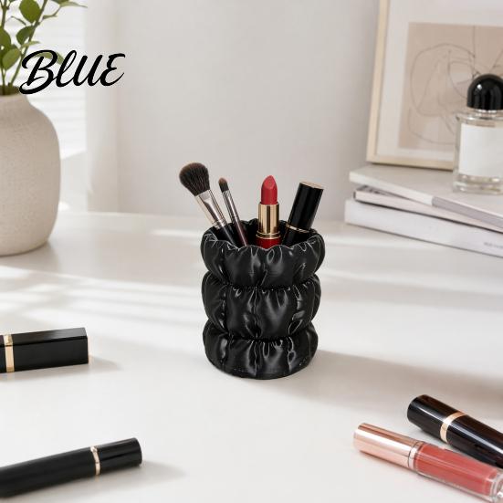 Soft Satin Pen Container Macaron Color Holder Cloud Pleat Design Pencil Office Desk