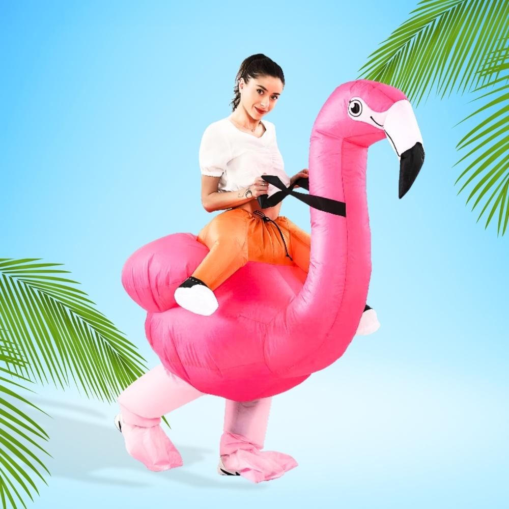 Flamingo Inflatable Suit Costume Disguise Self-inflating Pink Suit