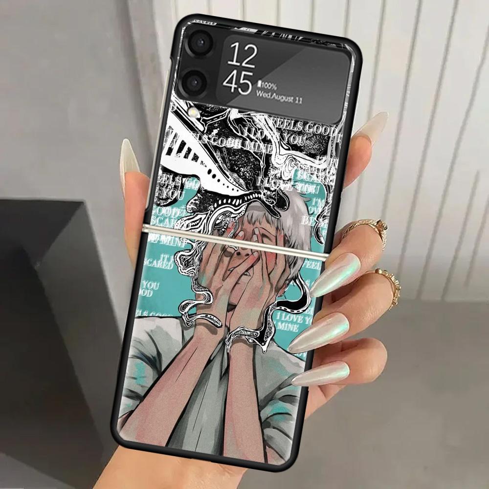 H-Hikaru Ga Shinda Natsu Hard PC Phone Case For Samsung Galaxy Z Flip 7 6 5 4 3 Black ZFlip7 ZFlip6 Flip5 Flip4 Flip3 5G Print C