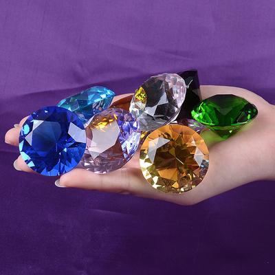 1pcs Crystal Diamond Shaped Paperweight Decorative Cut Glass Giant Gemstone Wedding Christmas Ornament Gifts