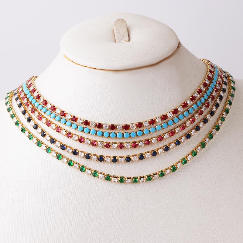NEWEST Sexy Choker Iced Out Tennis Chain Necklace For Women Luxury Cubic Zircon Crystal Short Hiphop Neck Accessories Jewelry