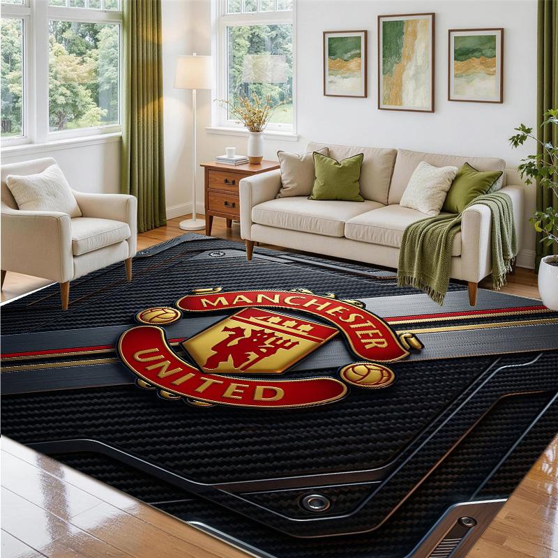 Manchester United Design Crystal Velvet Rug Soft Decorative Mat for Bedroom Entrance