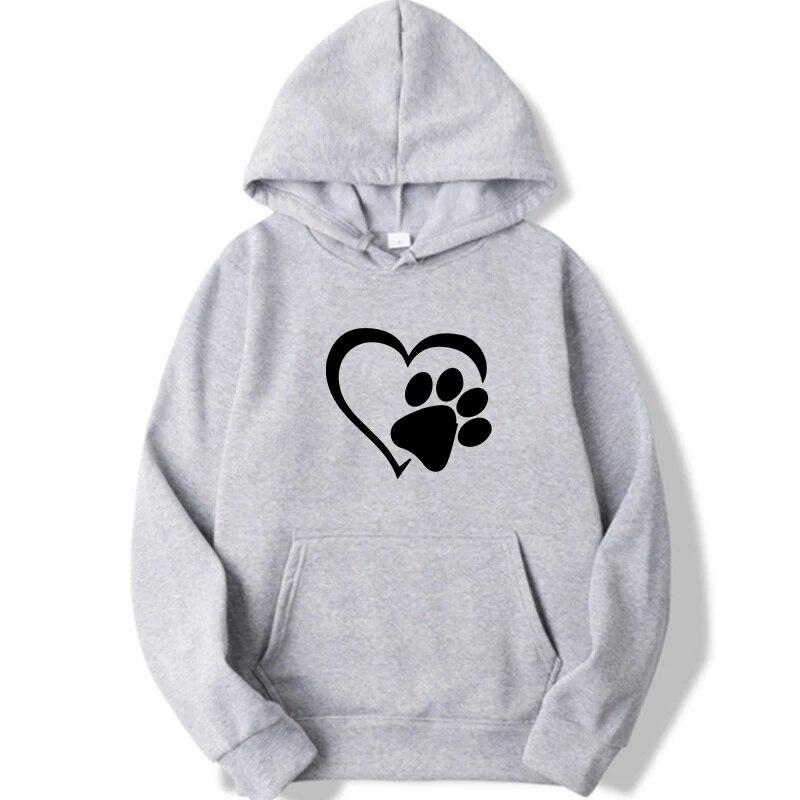 Femei Hanorac Drăguț Câine Labă și Inimă Formă Print Hoodies Femei Casual Mânecă Lungă Hoodies Toamna Iarna Pulover Plus Size