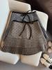 Korean Retro Polka Dot Layered Skirt - Winter Anti-Exposure Bow Tie Lace-Up Short Skirt for Women