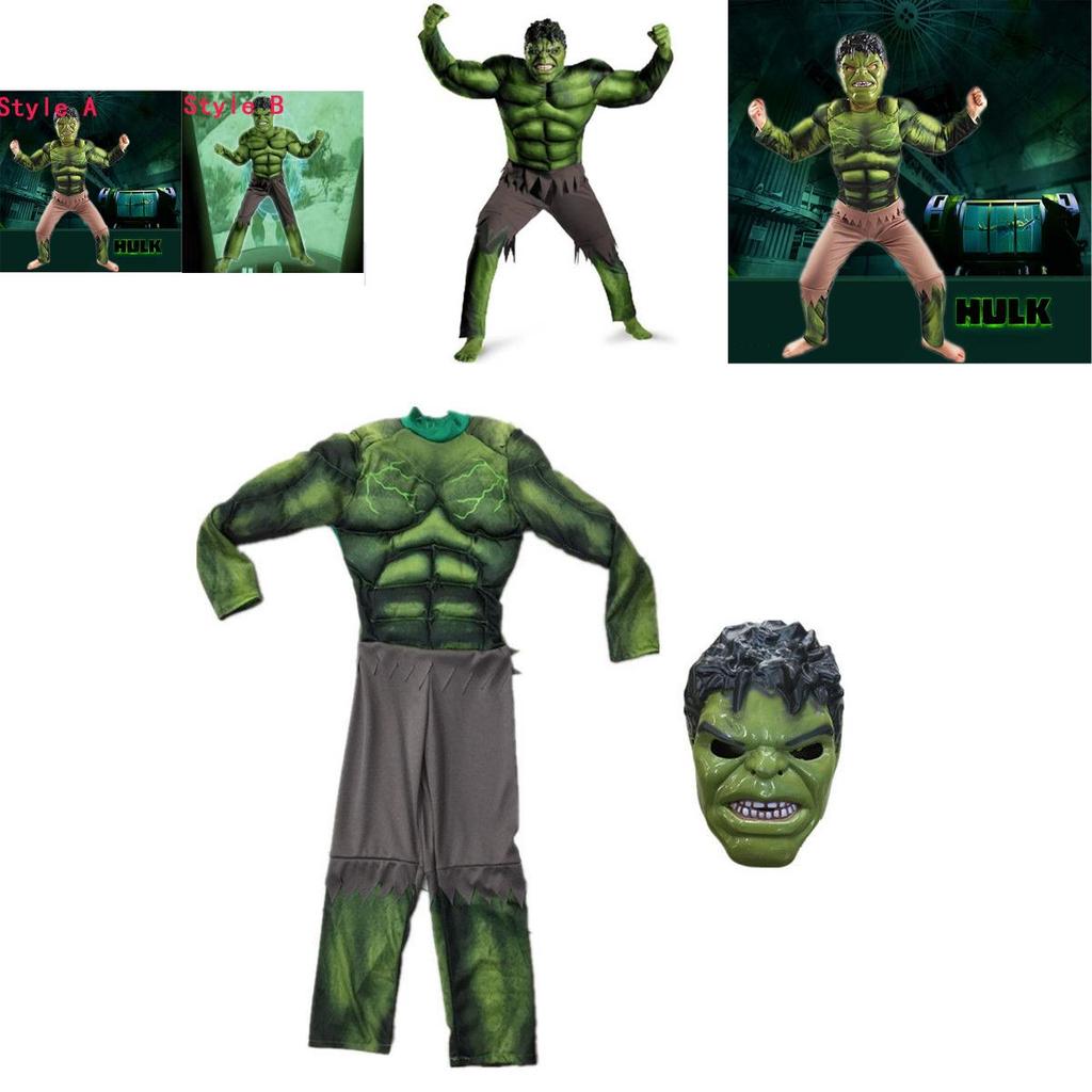 Hulk The Avengers Muscle Mask Costume Boys Cosplay Kids Carnival Clothes Fantasy