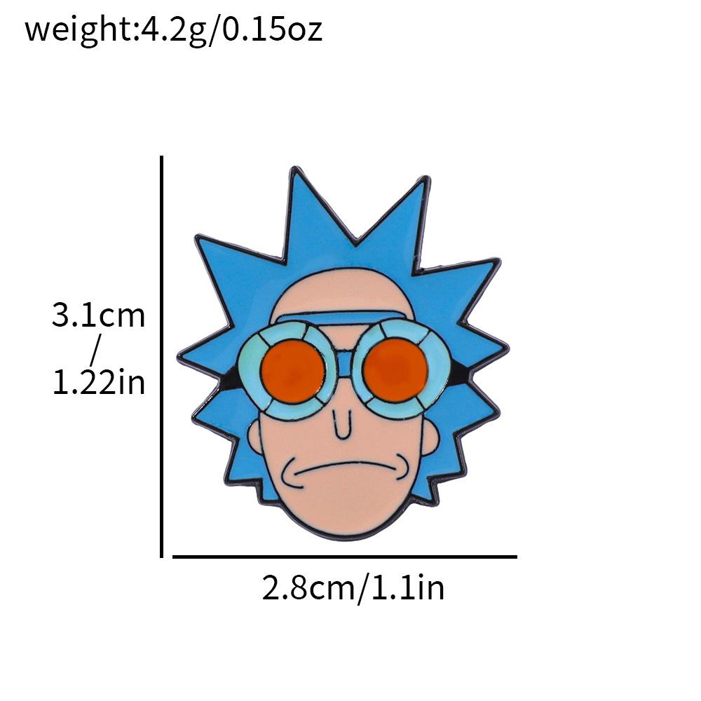 Funny Creative Cartoon Rick and Morty Metal Badge Comedy Animated Characters Alloy Drip Brooch