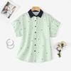 ZANZEA Women Classic Collar Summer Casual Short Sleeve Stripe Blouse