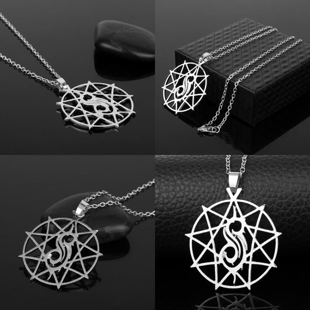 Slipknot Silver Band Geometric Alloy Necklace With Pendant For Gift Travel