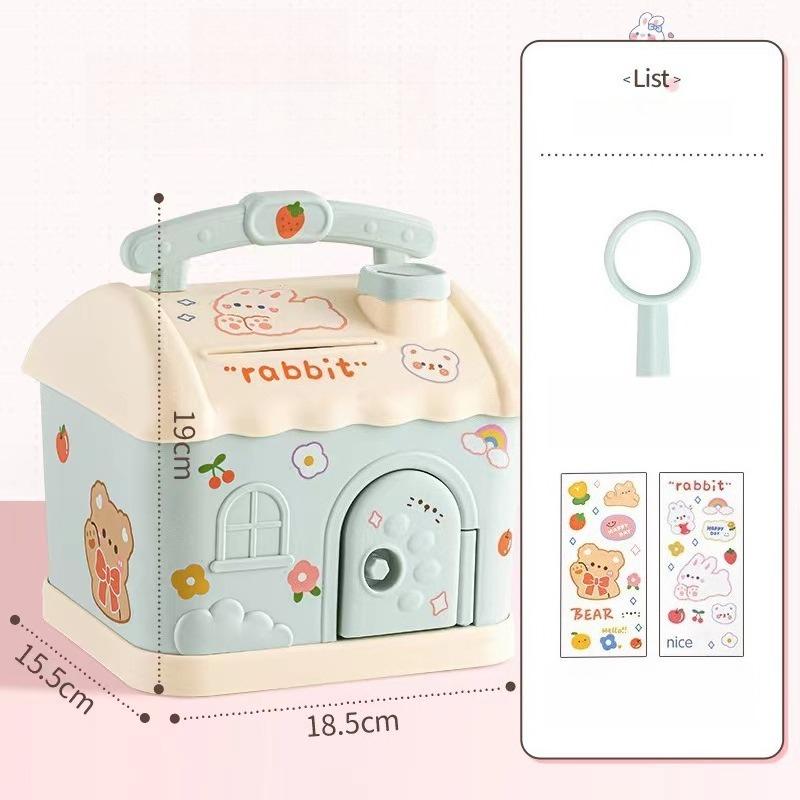 

1PC Piggy Bank with Key House Shape Cute Cash Box New Piggy Bank Home Decoration Ornament Gift Stickers