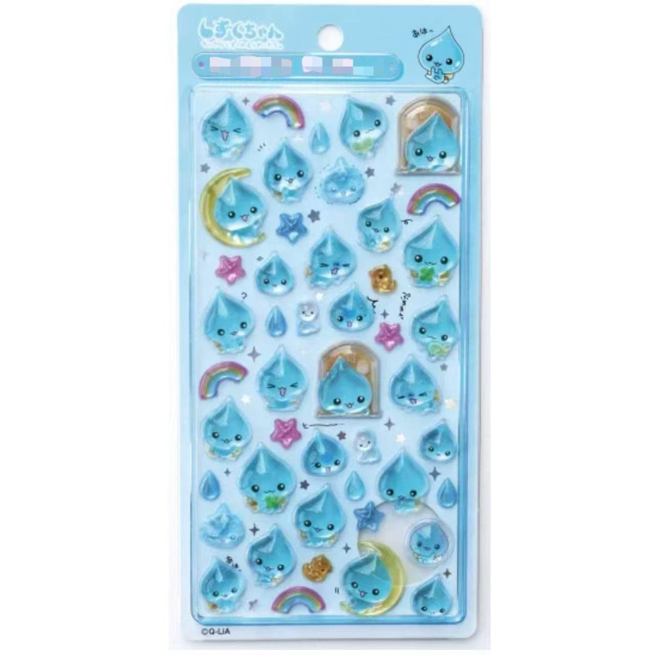 Cute Water Drop 3D Resin Cartoon Stickers for Kids - Crystal Embossed Decoration Embossed Sticker