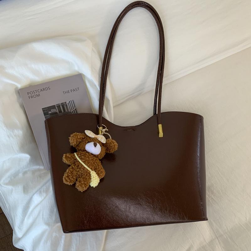 

Large-capacity Retro Underarm Bag Fashionable Single-shoulder Large Bag Casual Tote Bag for Class and Commuting кавовий