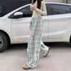 Dopamine wears doll plaid pants for women's summer new high-waisted loose straight casual Yamamoto wide-leg pants