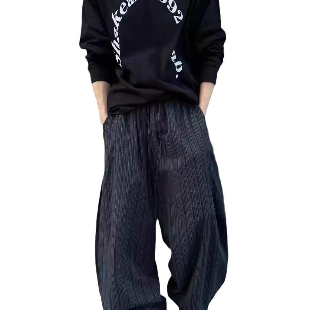 Pánské retro kalhoty se širokými nohavicemi s vertikálním pruhem