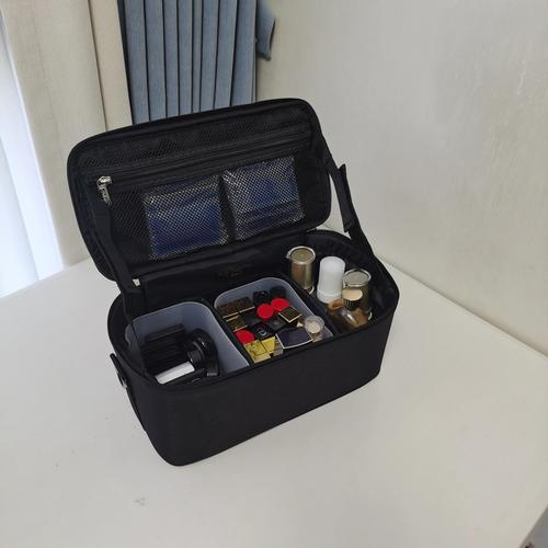 Square Solid Color Makeup Organizer Bag for Cosmetics and Accessories with Luggage Sleeve