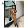 Herbst Winter Neue Verdickte Warme Woll Anzug Koreanischen Stil Einfarbig Casual Elegante Lange Kleid Anzug