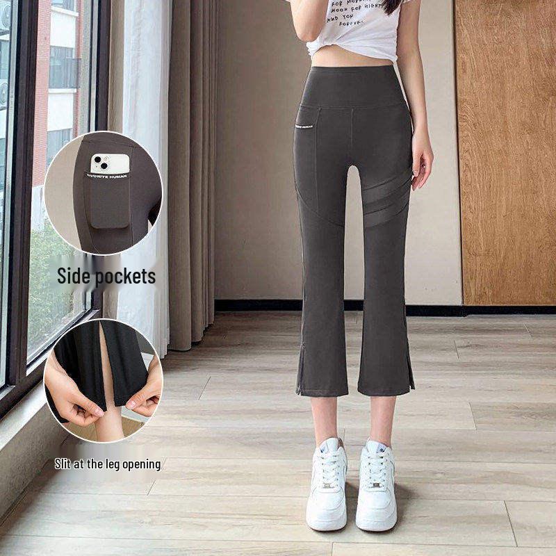 

Spring 2026 Women s High-Waist Mesh Pocket Flare Pants with Tummy Control XL