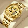 Men Watch Embossed Gold Dragon Wristwatch Waterproof Diamond Inlaid Male Fashion Middle-aged Elderly Clock Watches