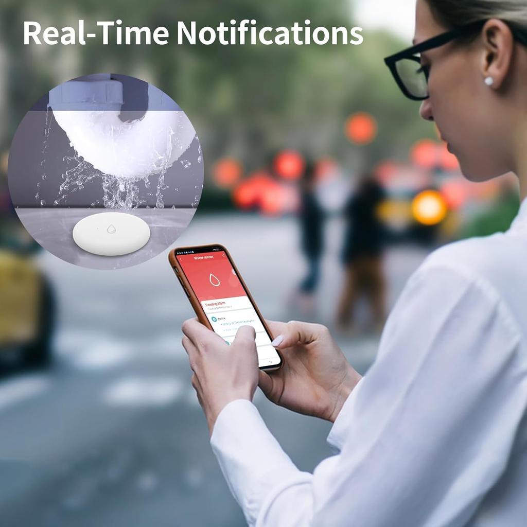 Tuya ZigBee Flood Sensor Water Leakage Detector Water Tank Full Alert Overflow Security Alarm System Smart App Remote Control