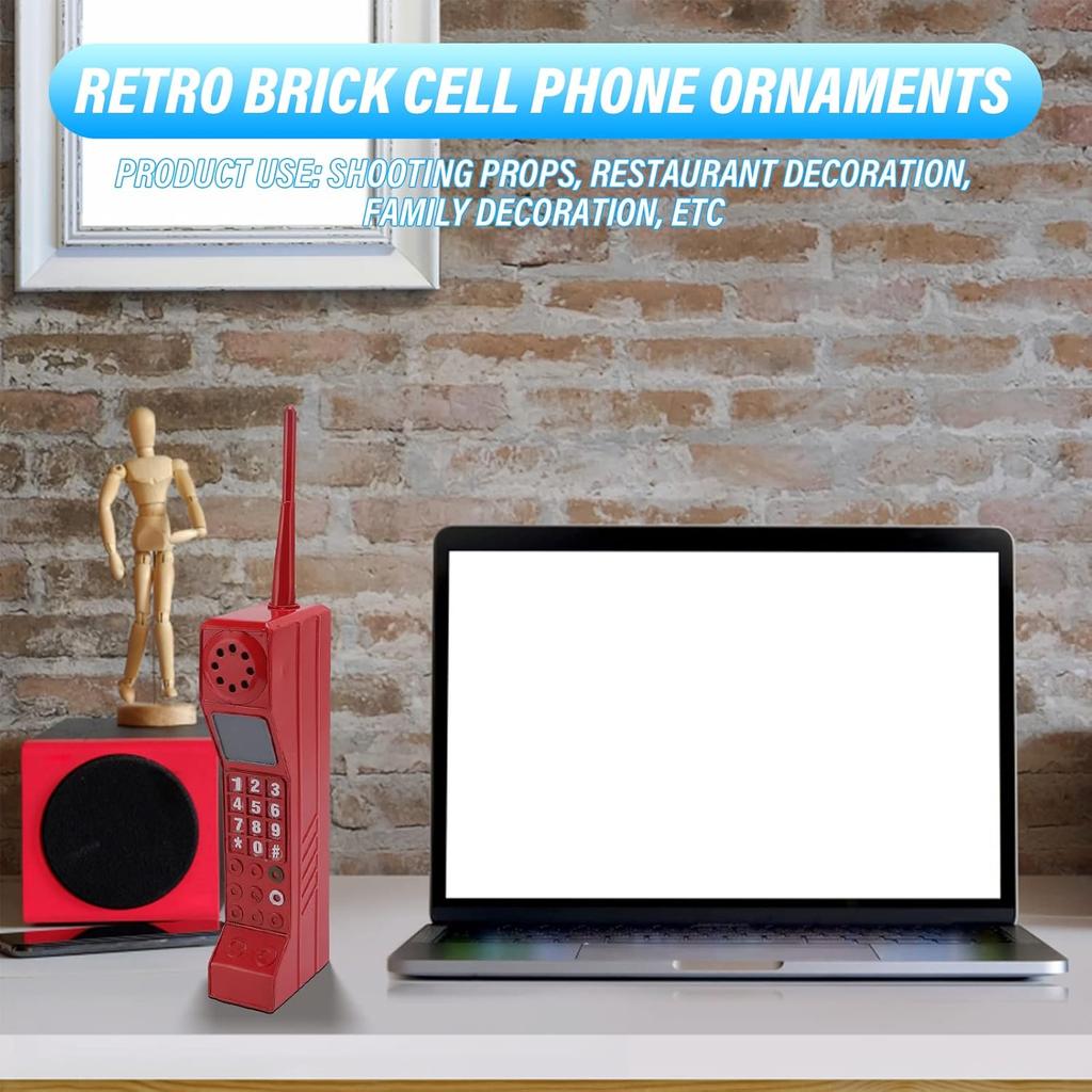 Pilipane Retro Brick Cell Phone Ornament, 80s 90s Vintage Brick Mobile Phone Model Halloween Party Decorations Old Fashioned Cell Phone Model