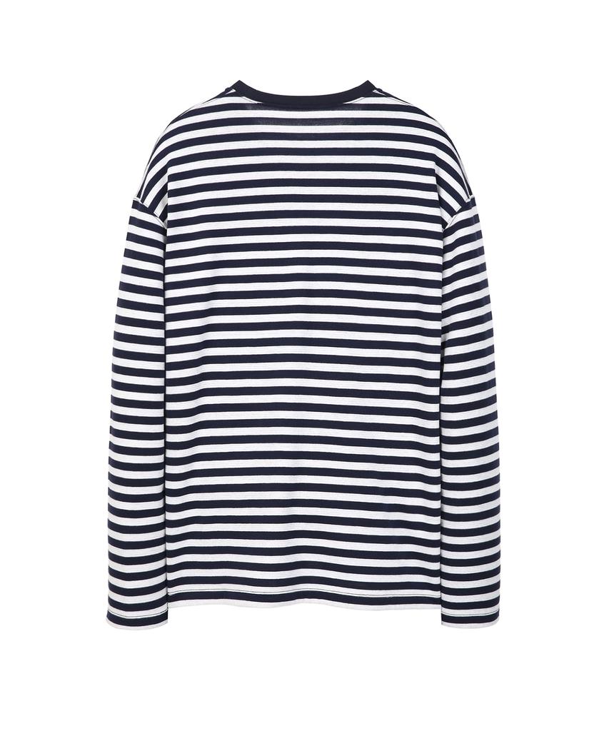 IL CORSO Bold Reversible Striped Long Sleeve T-Shirt Navy