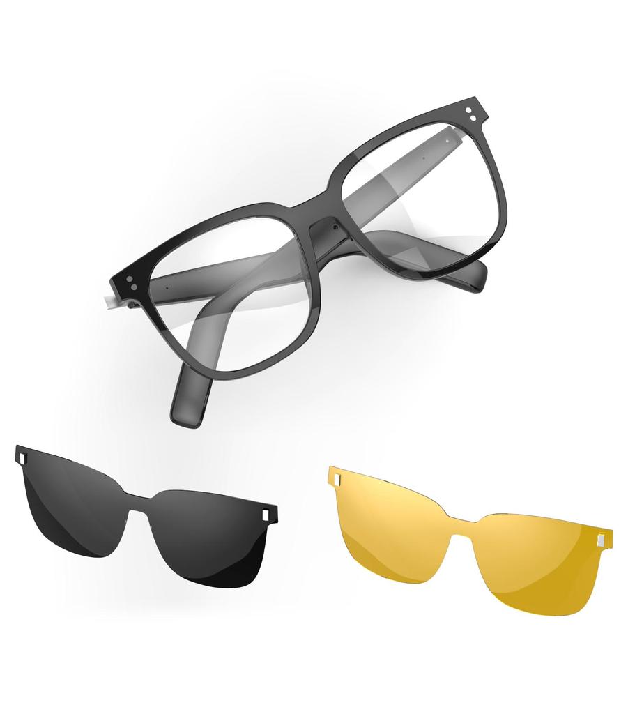 Smarte Audio-Brille Kabellose Bluetooth 5.4 Kopfhörer 3 in 1 Magnetische Clip-On-Brille Anti-Blaulicht Smart Sonnenbrille Wasserdicht Schweißfest Headsets