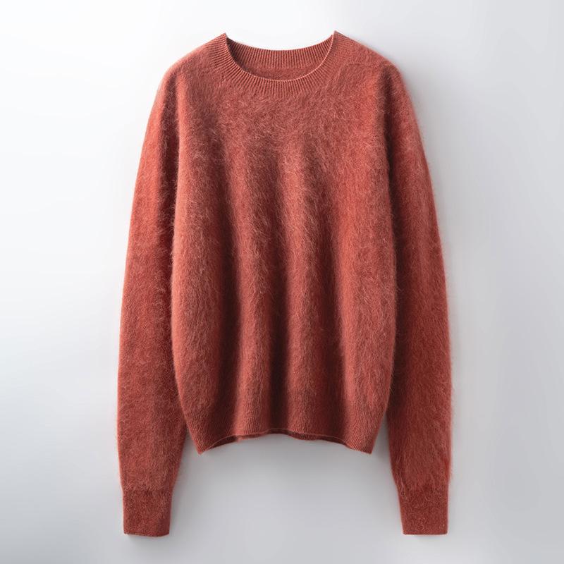 Cozy Autumn/Winter Women's Wool-Blend Brushed Round Neck Long Sleeve Sweater