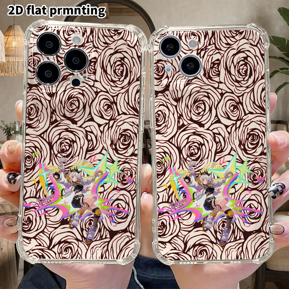 Phone Case: 2D Flat Design, Suitable for iPhone 18 17 16 15 14 13 Pro, Transparent with Corner Protection, Silver-haired Girl, Christmas and Halloween