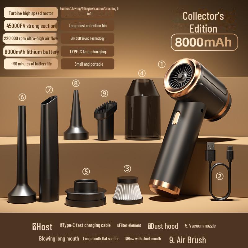 

Новый беспроводной ручной автомобильный пылесос 5 в 1 — компактный, мощный, с супер-мощностью всасывания Top Deluxe Edition чёрный