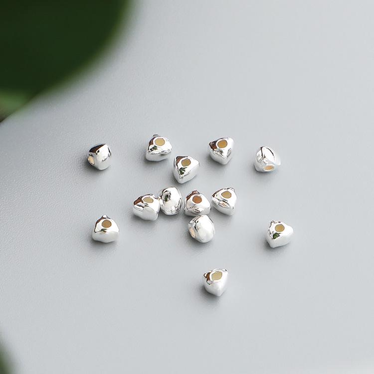 Mărgele distanțiere triunghiulare geometrice 3D din argint sterlin S925, pentru brățări și coliere DIY.