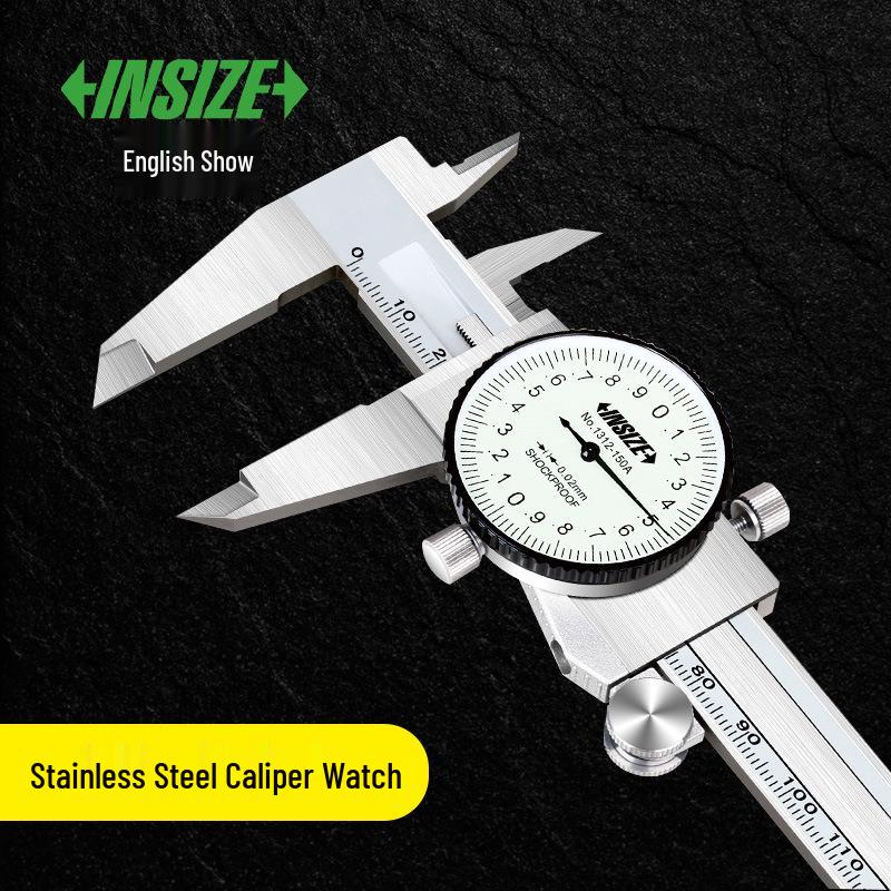 INSIZE Shockproof Stainless Steel Dial Caliper, 0-150mm 1312-150AC 0-150mm, 0.02, ±0.03