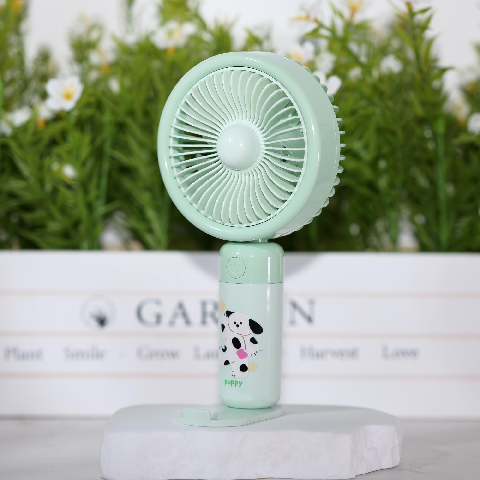 

YS-2508-Animal Handheld Fan - Removable Base, 2 - in - 1 Phone Holder, Quiet Operation, Long Battery зелёный