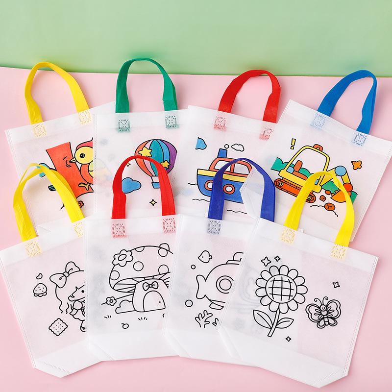 Kids' DIY Graffiti Handbag: Non-Woven Cartoon Painting Bag for Kindergarten Gifts