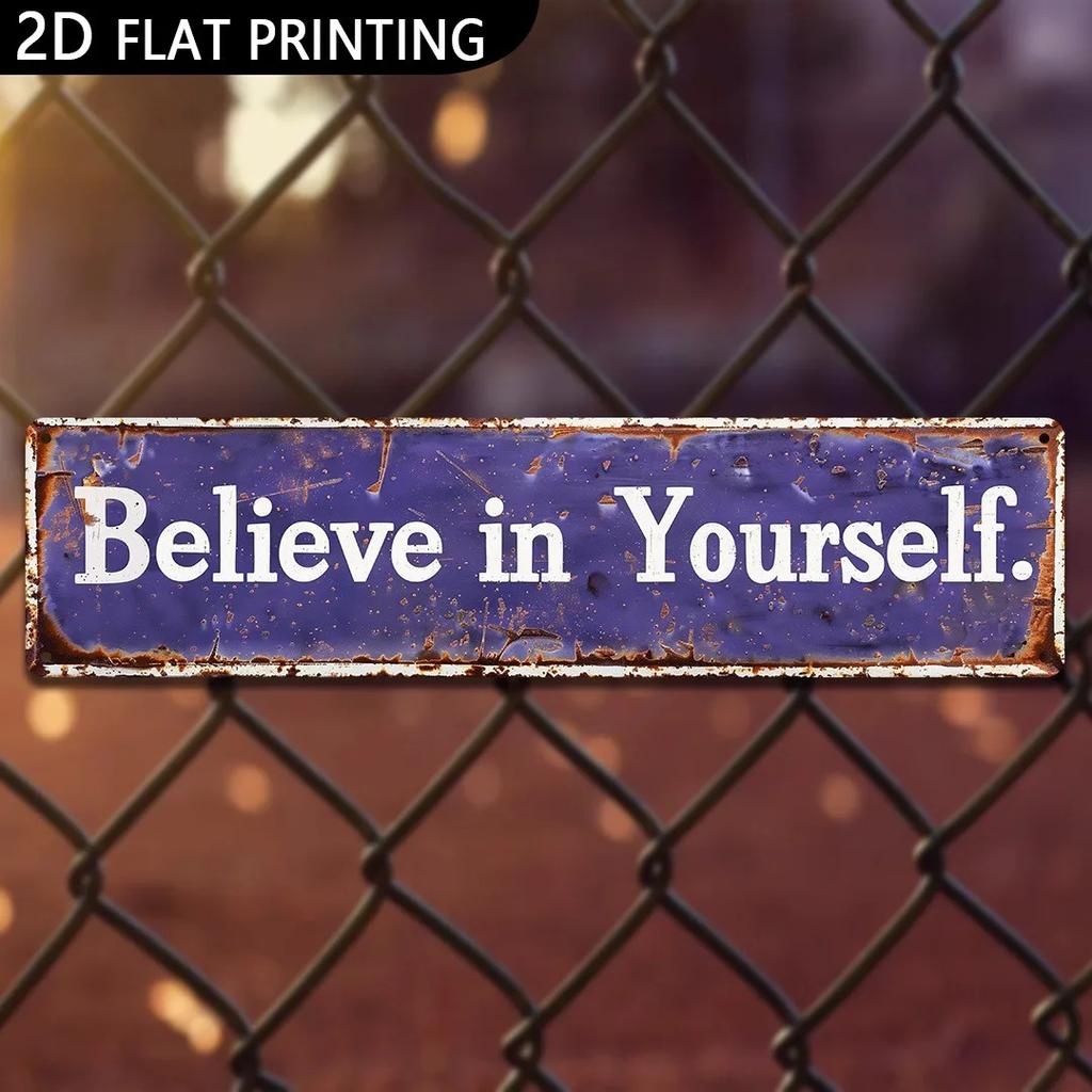 Believe In Yourself Sign 2D Flat Decor, Customizable Confidence Gym Poster 4x16in