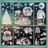 9Pcs/Set Christmas Stickers Self-adhesive Glass Film Snowman Elk Santa Claus Xmas Tree Patterns Removable