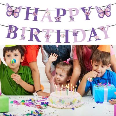 Alles Gute zum Geburtstag Schmetterling Party Thema Dekoration Geburtstagsflagge