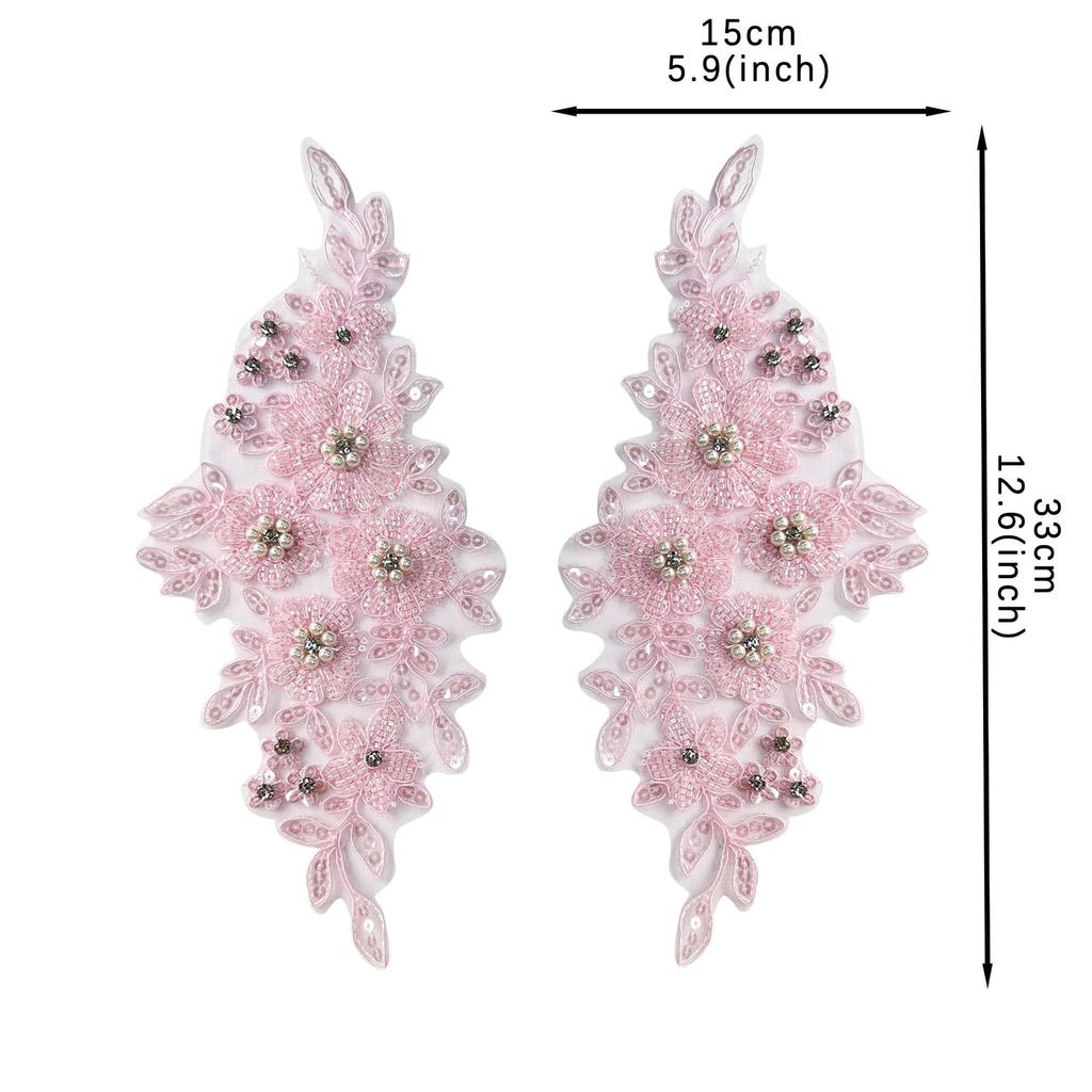 Heavy Industry Beaded Sequins Three-Dimensional Flower Applique Clothing Dress Wedding Decoration Front Collar Accessories Cloth Sticker