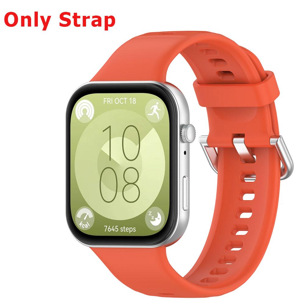 Silicone Watch Strap + Protective Case For Huawei Watch Fit 3 Watchband Bracelet Band Correa Screen Protector Cover Shell