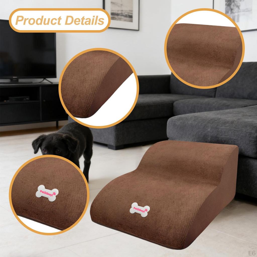 2 Step Dog Stairs Ramp Non Slip Bottom Washable Puppy Couch Ladder Multipurpose for Puppy, Car