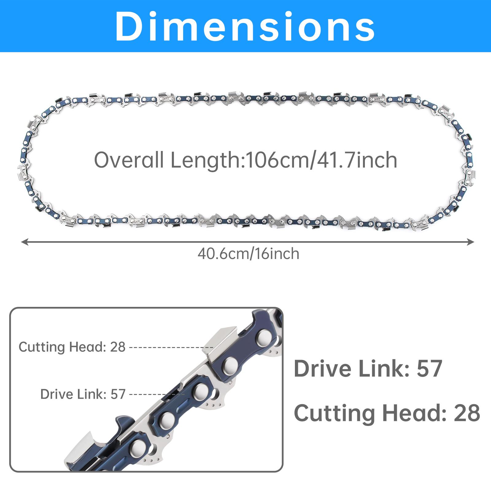 

14/16/18/20 дюймовая цепь бензопилы 52/56/57/72/76 Drive Heavy Duty пильные цепи подходят для Husqvarna / Stihl / Poulan 16 inch 57 Drive