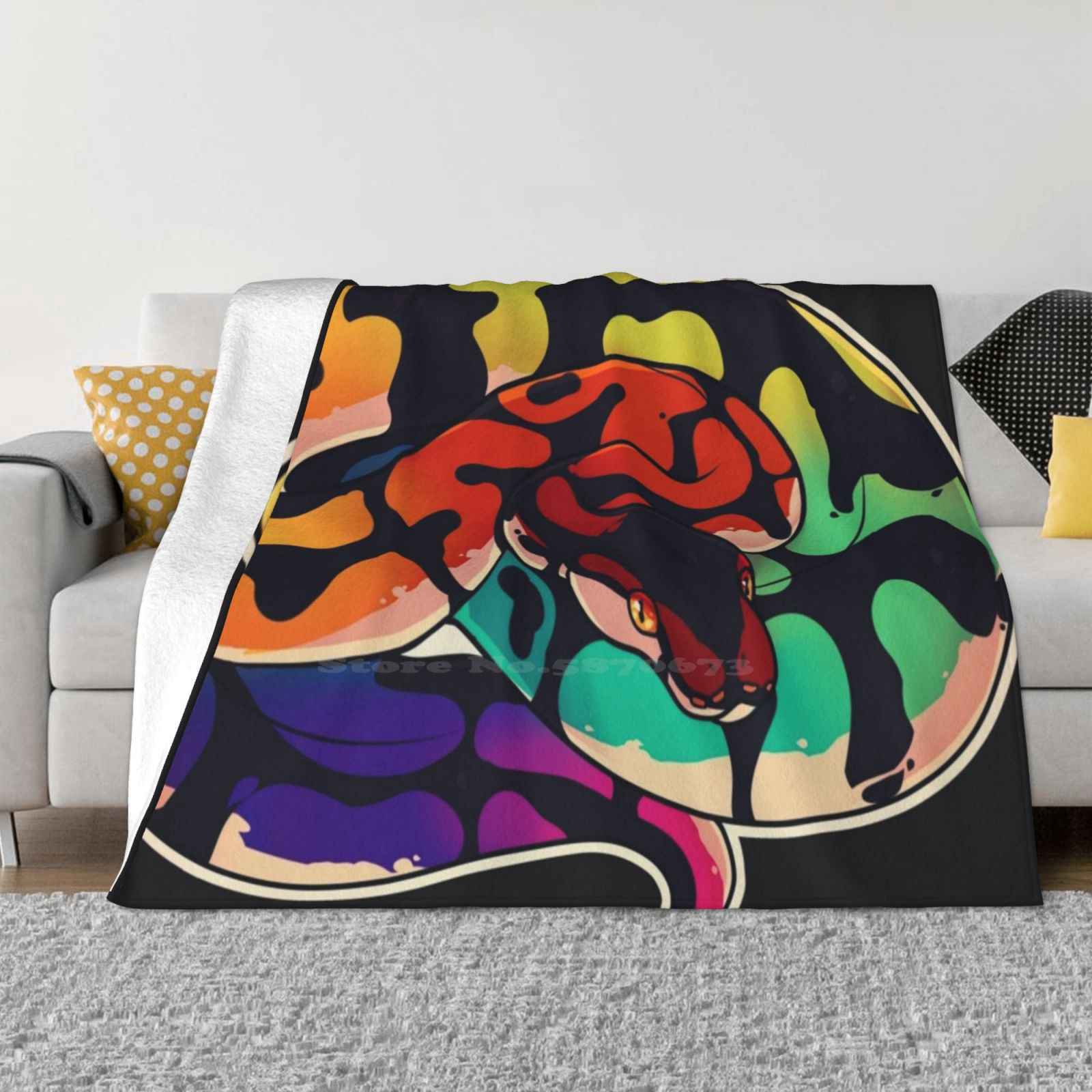 Радужный Королевский Питон Модный Мягкий Теплый Фланелевый Плед Радужный Королевский Питон Змея Милый Герпетологический Рептилия 30x40in