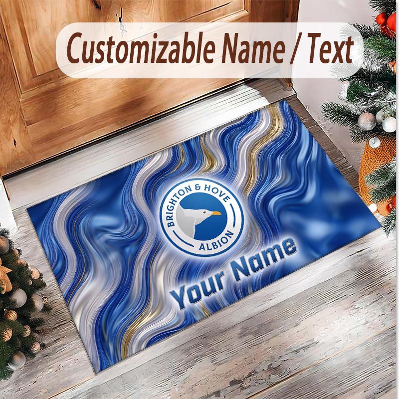 Personalized Crystal Velvet Carpet Brighton & Hove Albion Football Pattern Non Slip Floor Rug