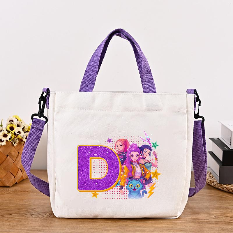 26letters Korean Pop Demon Hunters Women Canvas Shoulder Pouch Girls Tote Pouch Handbag Trendy Crossbody Pouch Latest Pink Presents 2026