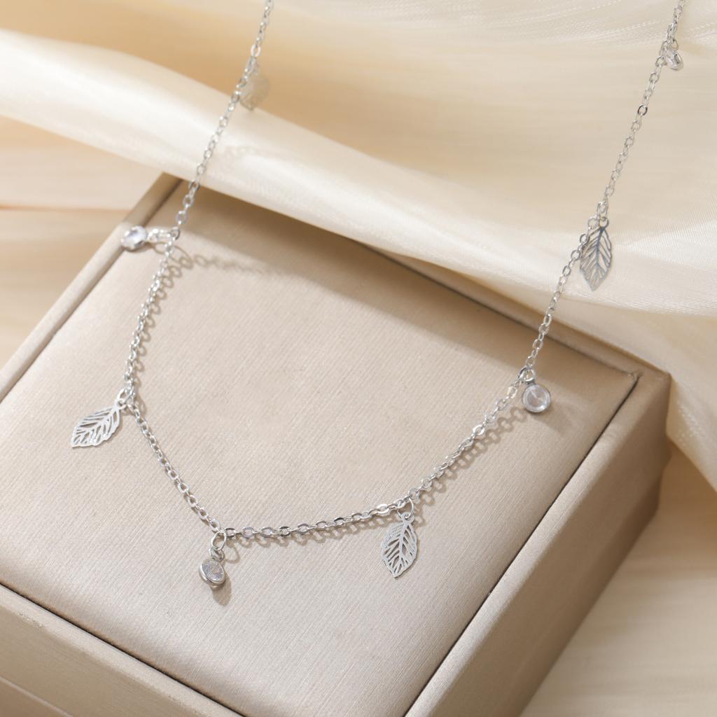My Shape Leaf Charms Choker CZ Crystal Jewelry for Women Delicate Silver Plated Necklace Minimalist Gifts 2025 Trend